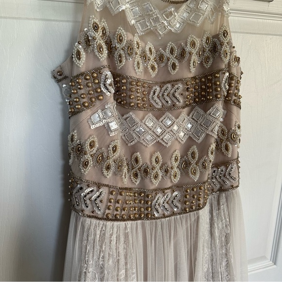 Marchesa NWT gown ivory cream white lace beaded dress - Picture 6 of 16